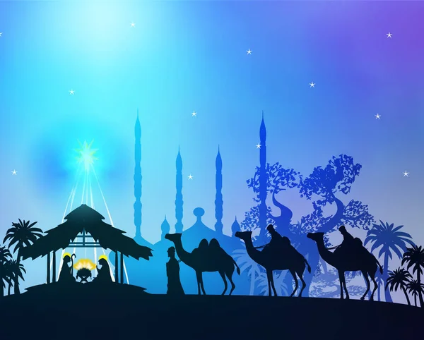 Birth of Jesus in Bethlehem - religious abstract illustration