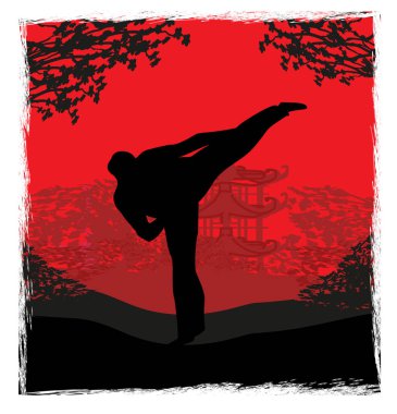 Karate dövüşçüsünün yaratıcı soyut çizimi