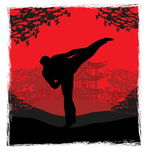 Creatieve Abstracte Illustratie Van Karate Fighter — Stockvector