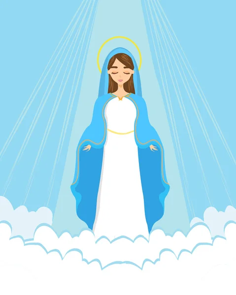 Holy Mary Religious Card Illustration — Stock Vector