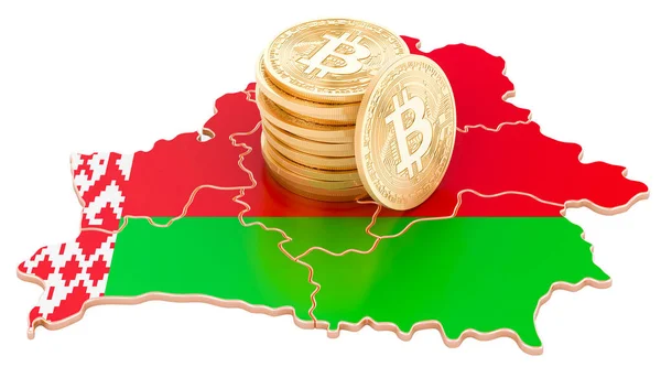 Bitcoin Cryptocurrency Fehéroroszországban Kiadás Elszigetelt Fehér Háttér — Stock Fotó