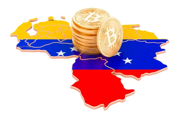 ベネズエラのBitcoin暗号通貨 白い背景に隔離された3Dレンダリング — ストック写真