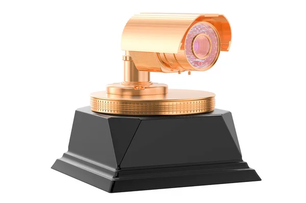 Telecamera Sicurezza Concetto Premio Oro Rendering Isolato Sfondo Bianco — Foto Stock