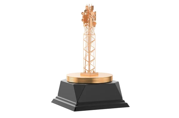 Torre Móvil Con Antenas Teléfono Celular Concepto Premio Oro Representación — Foto de Stock