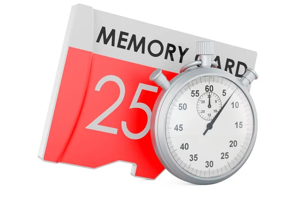 Stopwatch Memory Card Rendering Isolated White Background — Stock Photo, Image