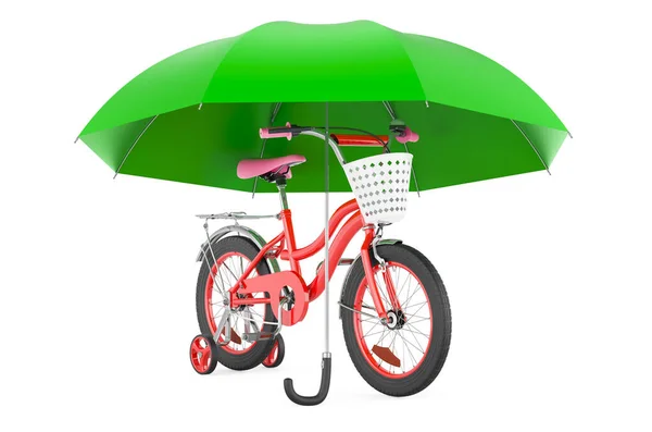 Трицикл Детей Велосипед Зонтиком Рендеринг Изолированы Белом Фоне — стоковое фото
