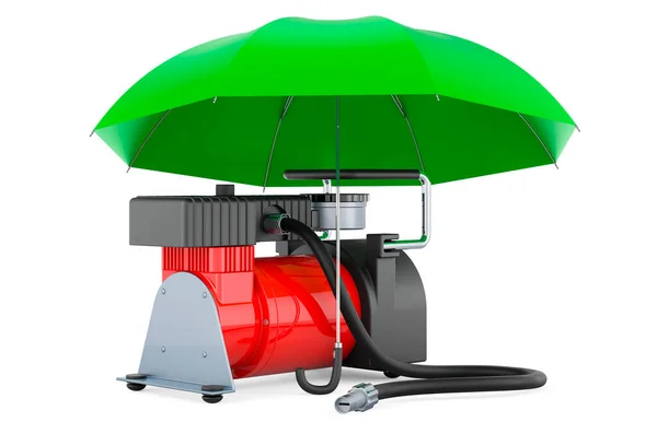 Compresor Aire Del Coche Bajo Paraguas Representación Aislada Sobre Fondo — Foto de Stock