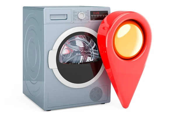 Clothes Dryer Map Pointer Rendering Isolated White Background — Stock Photo, Image