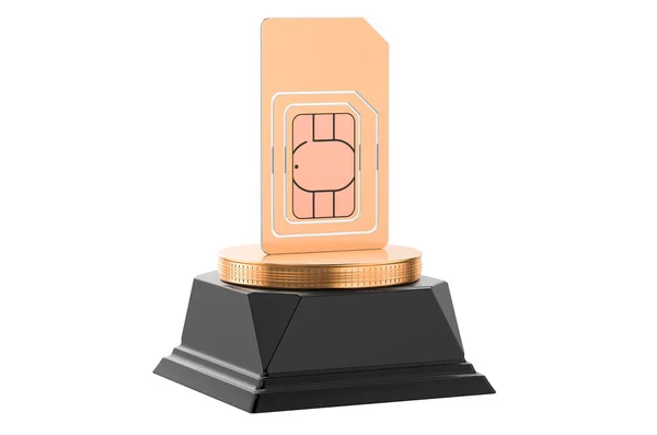 Sim Card Golden Award Concept Renderização Isolada Fundo Branco — Fotografia de Stock