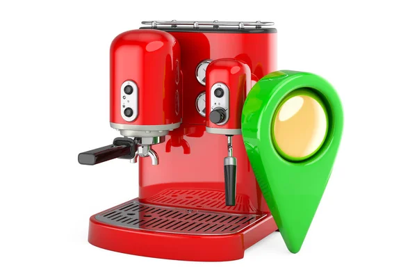 Map Pointer Coffeemaker Rendering Isolated White Background — Stock Photo, Image