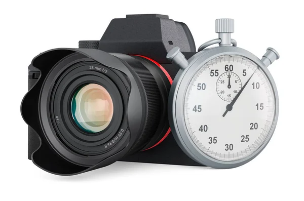 Digital Camera Stopwatch Rendering Isolated White Background — Stock Photo, Image