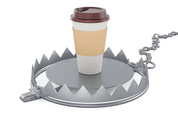 Bear Trap Disposable Cup Coffee Tea Caffeine Dependence Concept Rendering — Stock Photo, Image