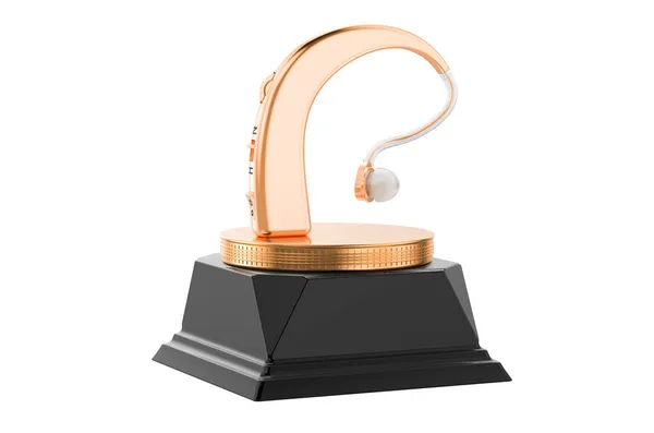 Koncept Zlaté Ceny Sluch Vykreslování Izolované Bílém Pozadí — Stock fotografie