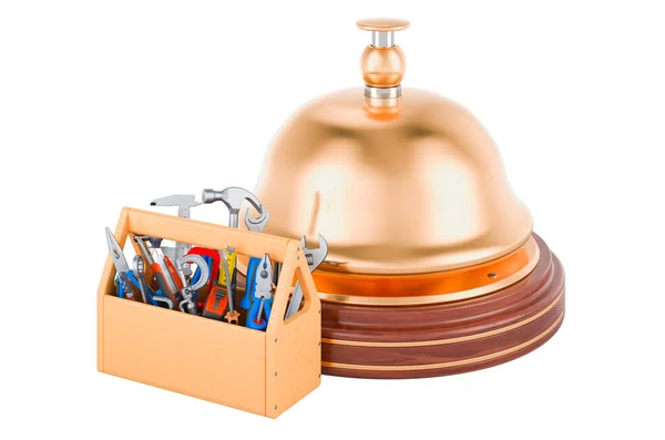 Reception Bell Toolbox Rendering Isolated White Background — Stock Photo, Image