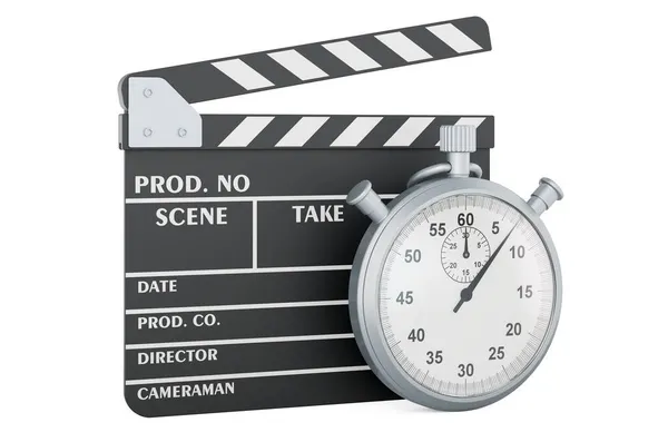 Clapperboard Stopwatch Rendering Isolated White Background — Stock Photo, Image