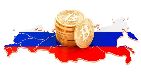 Криптовалюта Bitcoin России Рендеринг Изолирован Белом Фоне — стоковое фото