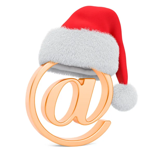 Різдвяні Листівки Знак Електронної Пошти Різдвяним Капелюхом Санта Клауса Рендеринг — стокове фото