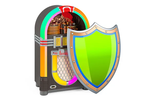 Classic Jukebox Shield Rendering Isolated White Background — Stock Photo, Image