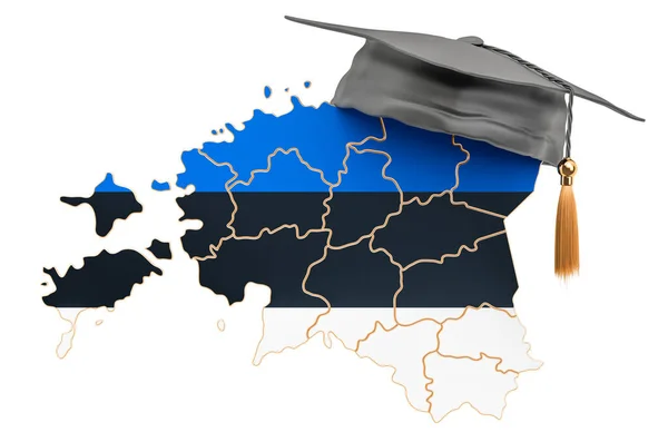 Освіта Естонії Естонська Карта Аспірантурою Рендеринг Ізольований Білому Тлі — стокове фото
