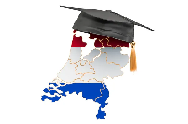 Educazione Olanda Mappa Dei Paesi Bassi Con Tappo Graduato Rendering — Foto Stock