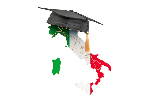 Educação Itália Conceito Mapa Italiano Com Tampa Pós Graduação Renderização — Fotografia de Stock