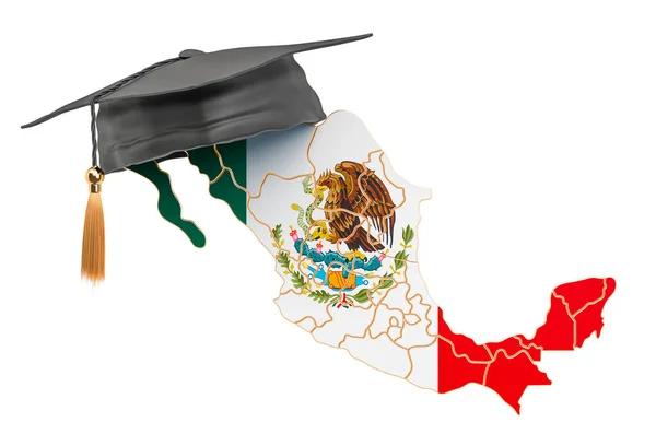 Educação México Conceito Mapa Mexicano Com Tampa Pós Graduação Renderização — Fotografia de Stock