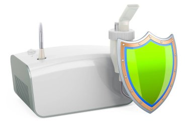 Kalkanlı bulutsu, beyaz arkaplanda 3 boyutlu görüntüleme