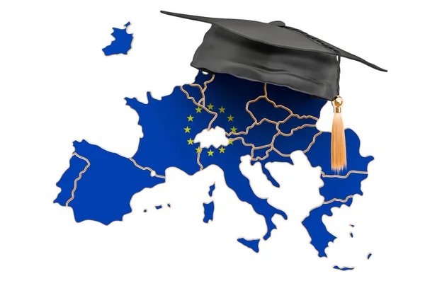 Educação Conceito União Europeia Mapa Europeu Com Tampa Pós Graduação — Fotografia de Stock