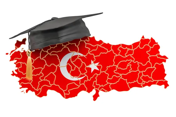 Pendidikan Turki Konsep Peta Turki Dengan Cap Pascasarjana Rendering Terisolasi — Stok Foto