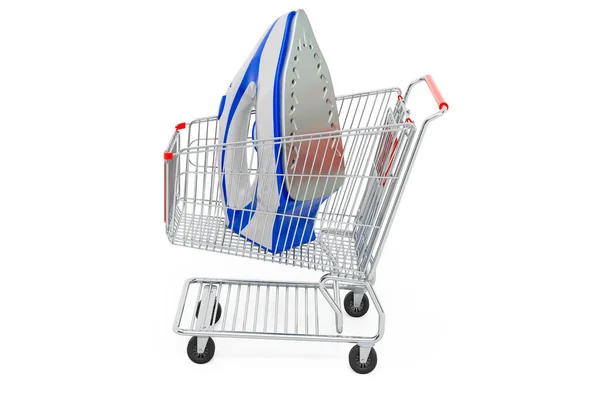 Electric Steam Iron Shopping Cart Rendering Isolated White Background — Stock Photo, Image