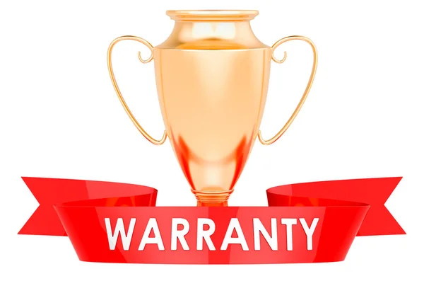 Golden Reward Cup Warranty Concept Rendering Isolated White Background — Stock Photo, Image