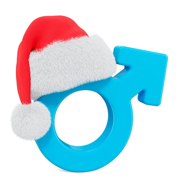 Simbolo Genere Maschile Con Cappello Natale Rosso Babbo Natale Rendering — Foto Stock