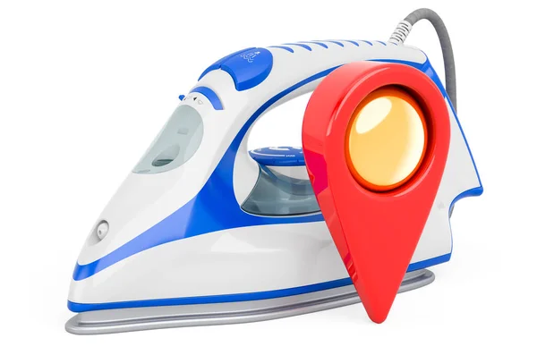 Map Pointer Electric Steam Iron Rendering Isolated White Background — Stock fotografie