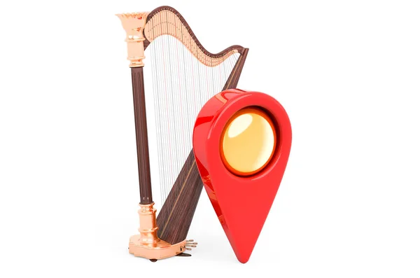Karta Pekare Med Harpa Rendering Isolerad Vit Bakgrund — Stockfoto