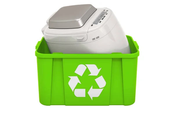 Recycling Szemetes Kenyérsütő Gép Renderelés Elszigetelt Fehér Háttér — Stock Fotó