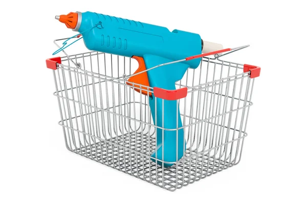 Shopping Basket Glue Gun Rendering Isolated White Background — Foto de Stock