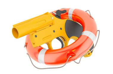 Can yelekli işaret tabancası, beyaz arkaplanda 3 boyutlu görüntüleme