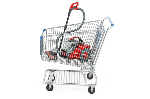 Vacuum Cleaner Shopping Cart Rendering Isolated White Background — Stock Photo, Image