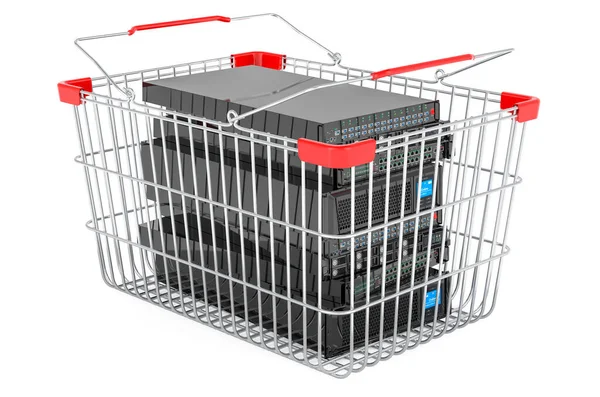 Shopping Basket Server Equipment Rendering Isolated White Background — Stock Photo, Image