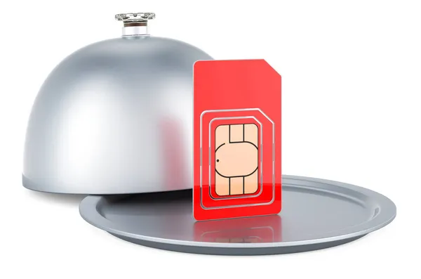 Restaurant Cloche Sim Card Rendering Isolated White Background — Stock Photo, Image