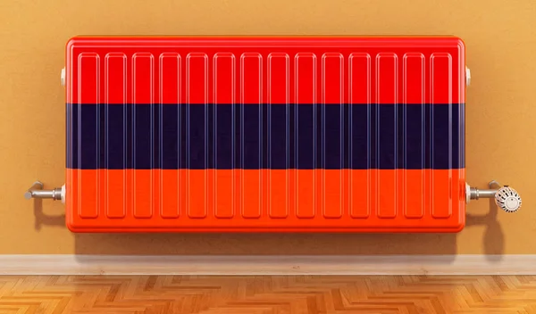 Тепловий Радіатор Вірменським Прапором Стіні Тече Вірменії Концепція Візуалізація — стокове фото