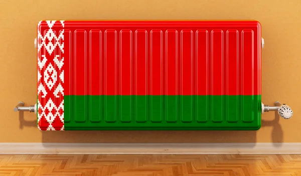 墙上挂着白俄罗斯国旗的暖炉 在白俄罗斯加热 3D渲染 — 图库照片