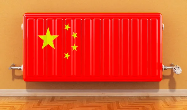 Radiador Calefacción Con Bandera China Pared Calefacción China Concepto Renderizado —  Fotos de Stock