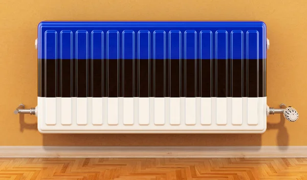 Radiador Calefacción Con Bandera Estonia Pared Calefacción Estonia Concepto Renderizado — Foto de Stock