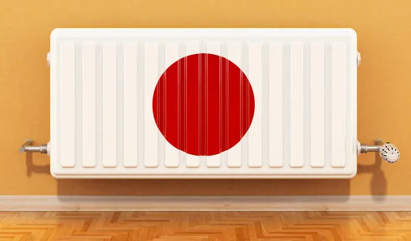 Отопление Радиатора Японским Флагом Стене Отопление Японии Концепция Рендеринг — стоковое фото