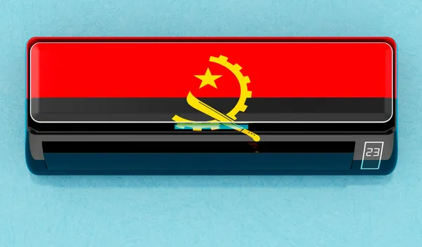 Кондиционер Ангольским Флагом Стене Система Климат Контроля Доме Анголе Концепция — стоковое фото