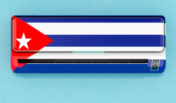 Кондиционер Кубинским Флагом Стене Система Управления Климатом Доме Кубе Концепция — стоковое фото