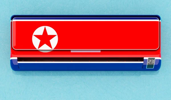 Кондиционер Северокорейским Флагом Стене Система Климат Контроля Доме Северной Корее — стоковое фото