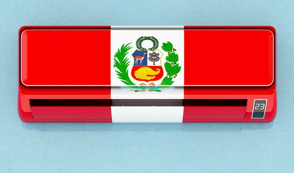 Κλιματιστικό Περουβιανή Σημαία Στον Τοίχο Σπίτι Σύστημα Ελέγχου Του Κλίματος — Φωτογραφία Αρχείου