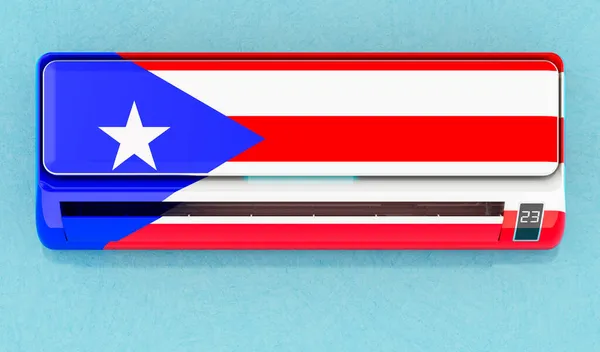 Luftkonditionering Med Puerto Ricas Flagga Väggen Hus Klimatkontrollsystem Puerto Rico — Stockfoto